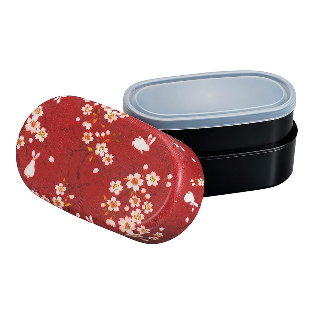 Red Sakura Usagi Oval Bento Box Red Sakura Usagi Oval Bento Box
