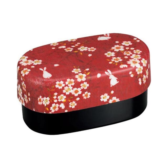 Red Sakura Usagi Oval Bento Box