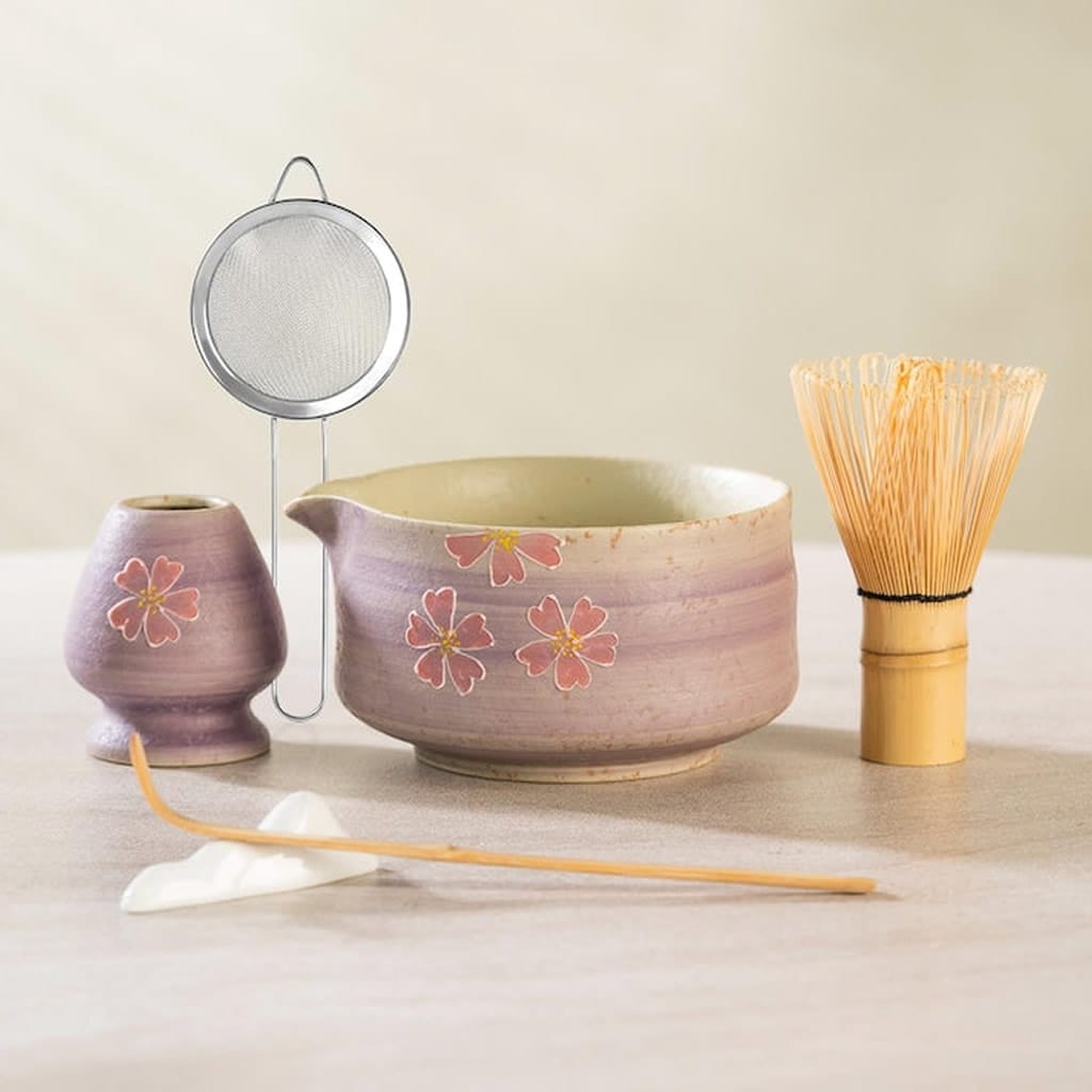 Soft Pink Sakura Matcha Tea Set