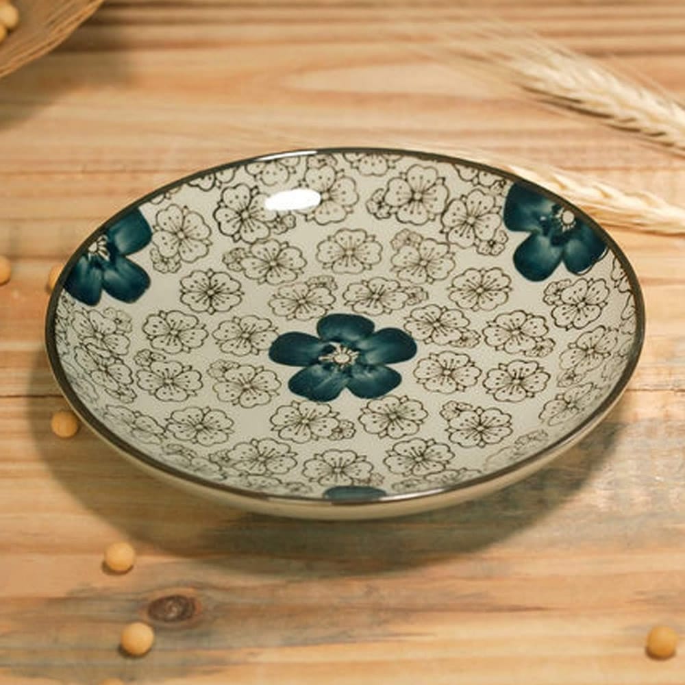 Underglazed Teal Side Plate Back Underglazed Teal Side Plate Back