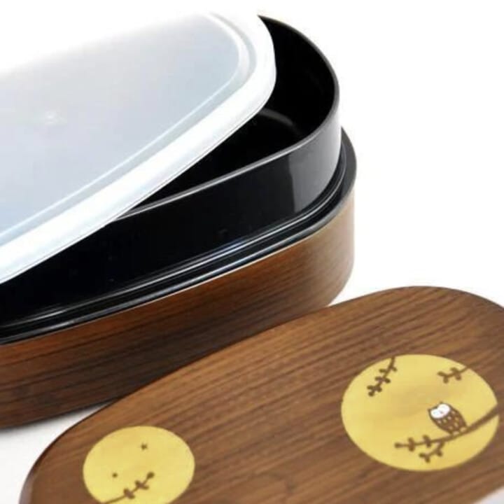 Yellow Wood Grain Owl Lunch Box