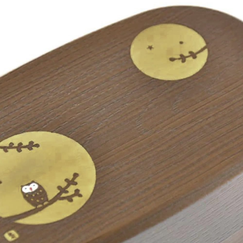 Yellow Wood Grain Owl Lunch Box