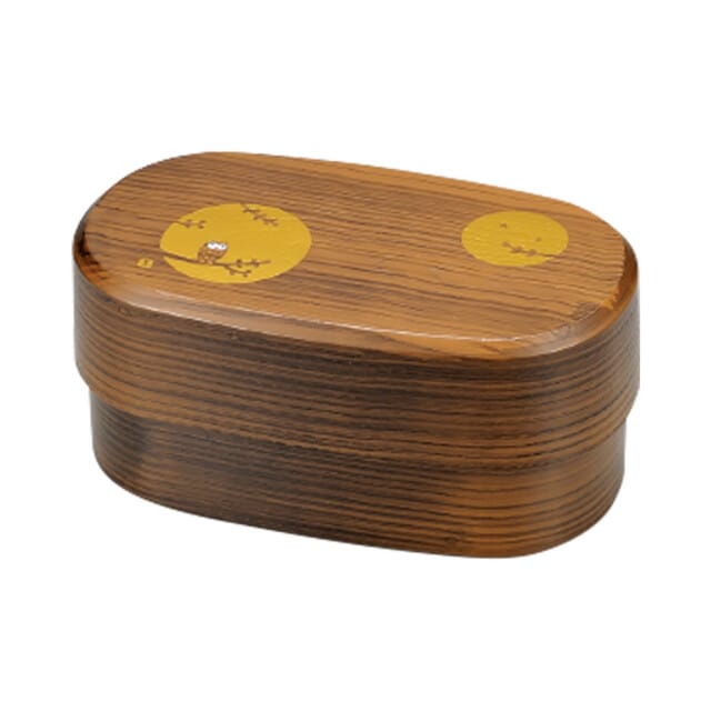 Yellow Wood Grain Owl Lunch Box