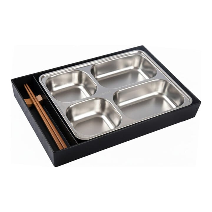 Black Melamine &Amp; Stainless Steel Bento Box