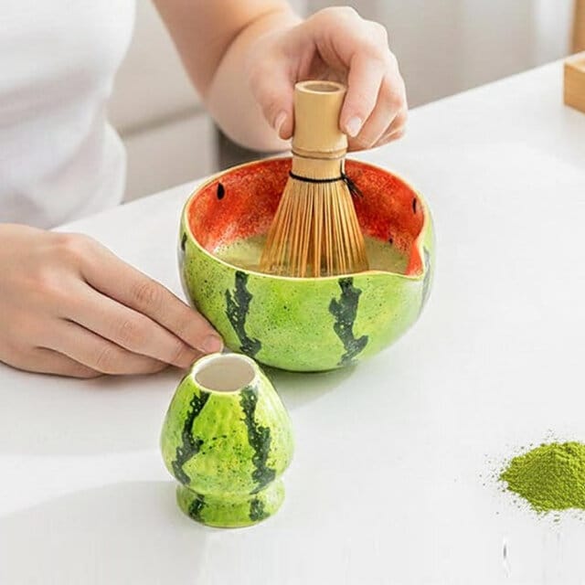 Natsu Suika Matcha Tea Set In Use