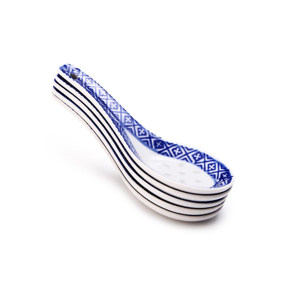 Qinghua Style Small Ceramic Spoons