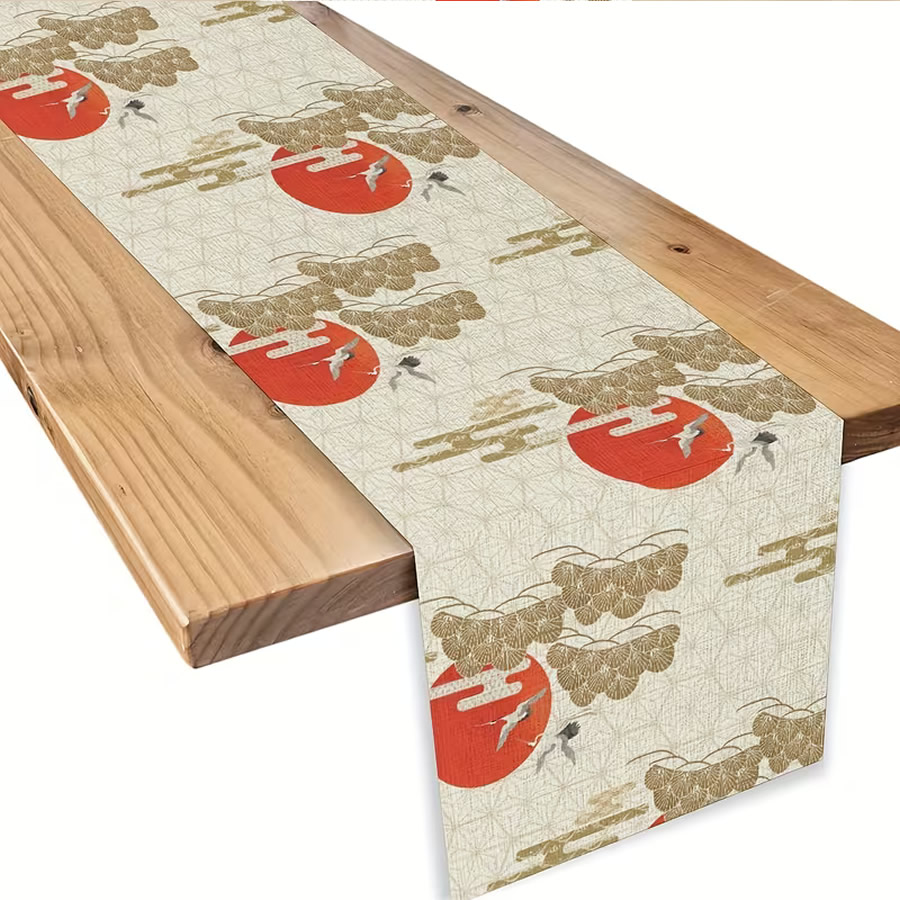 Akai Taiyō Crane Garden Table Runners