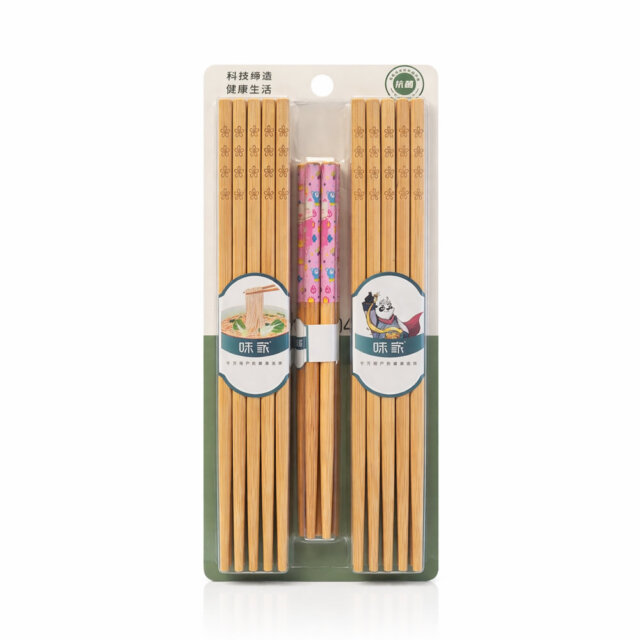 Pink Kawaii Cat Bamboo Family Chopstick Set
