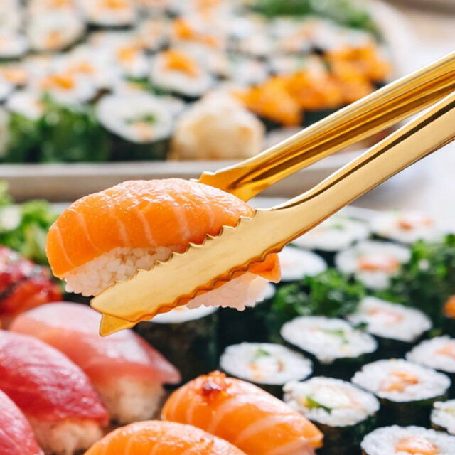 Stainless Steel Gold Serrated Tong