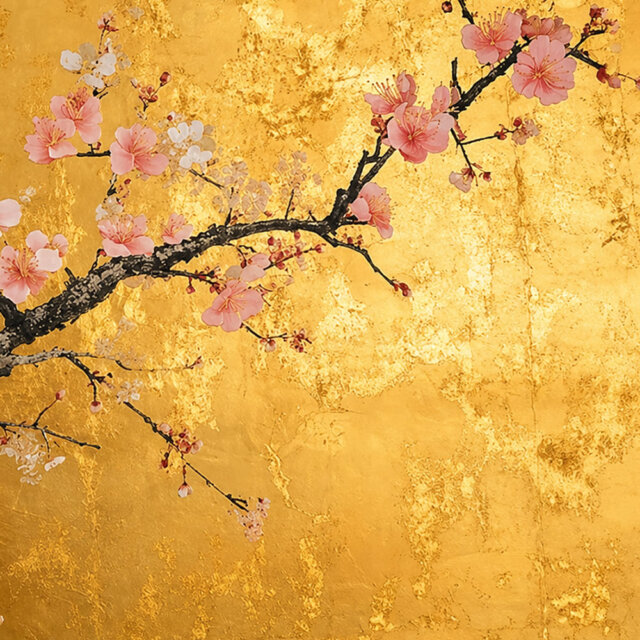 Golden Chinoiserie Blossom Placemat