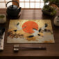 Golden Crane Sunrise Placemat Close Up