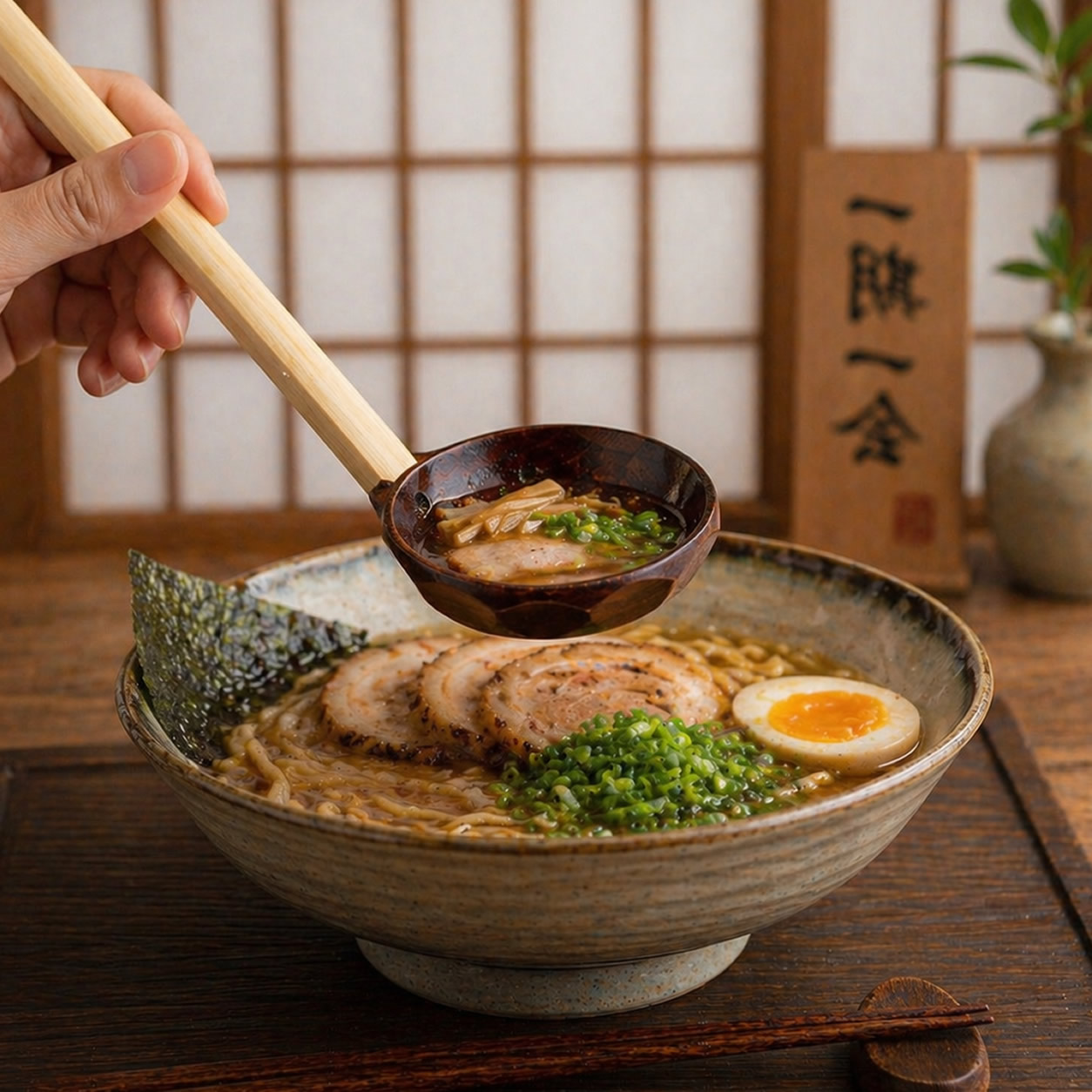 Long Handle Tsū Tōn Ramen Spoon Example