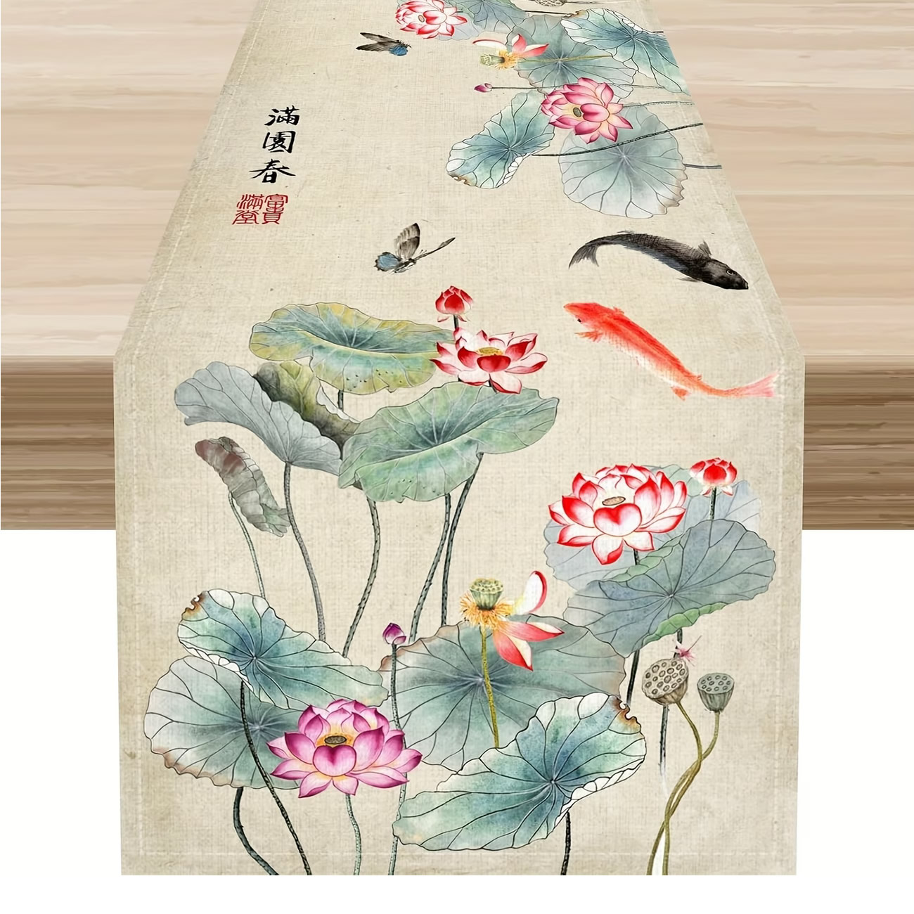 Lotus Garden Of Edo Table Runner