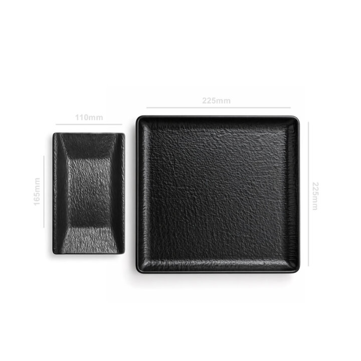 Slate Texture Black Melamine Tray Set Dimensions