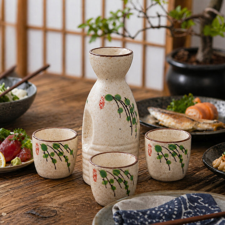 Wakaba Sake Tokkuri And Ochoko Set