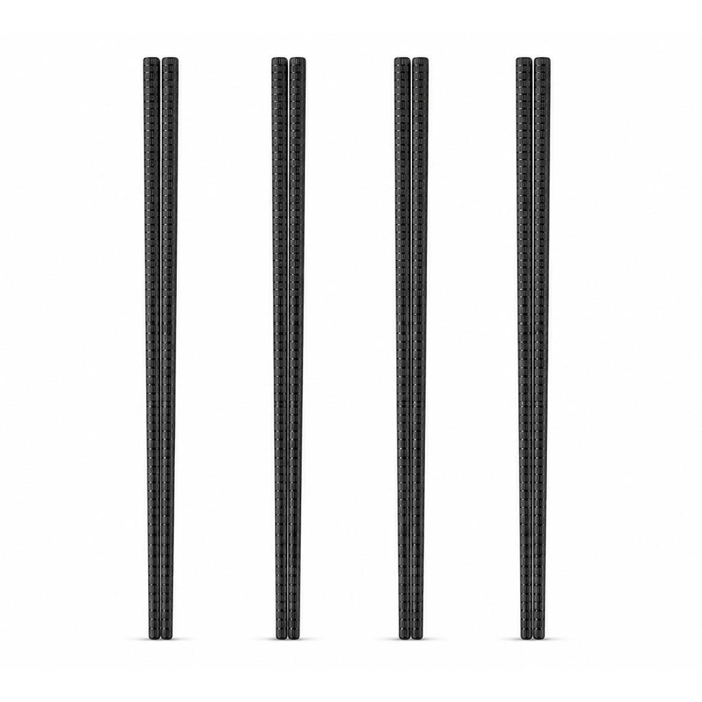 Checkered Black Alloy Chopsticks