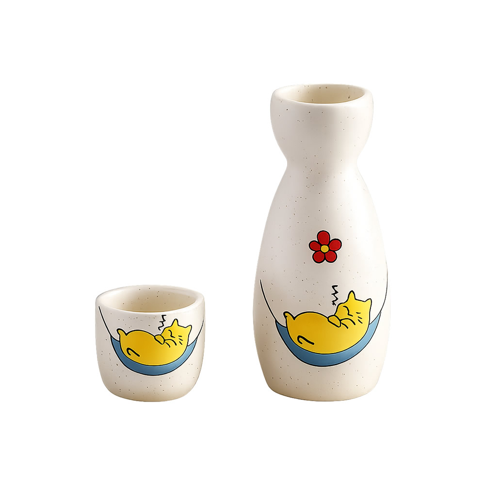 Cute Sleepy Neko Sake Sets