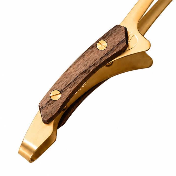 Gold Stainless Steel Bbq Tongs &Amp; Wooden Handle