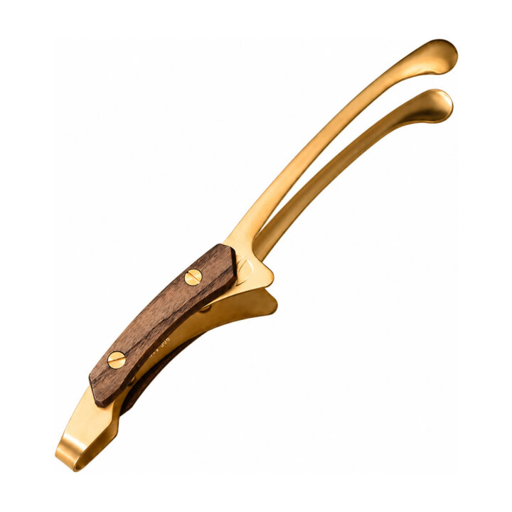 Gold Stainless Steel Bbq Tongs &Amp; Wooden Handle