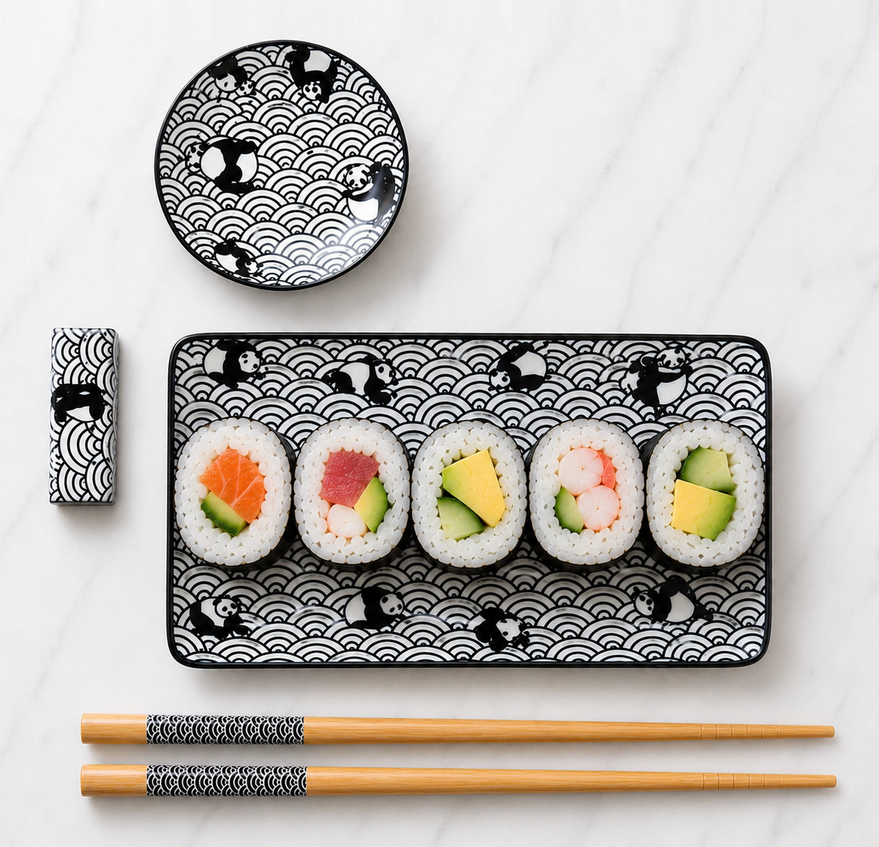 Kawaii Kuro Panda Sushi Tray Set Kawaii Kuro Panda Sushi Tray Set