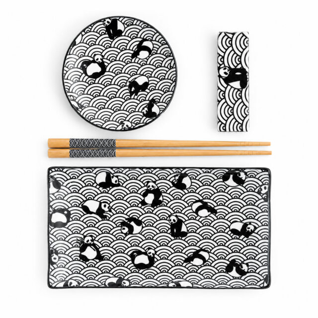 Kawaii Kuro Panda Sushi Tray Set Kawaii Kuro Panda Sushi Tray Set