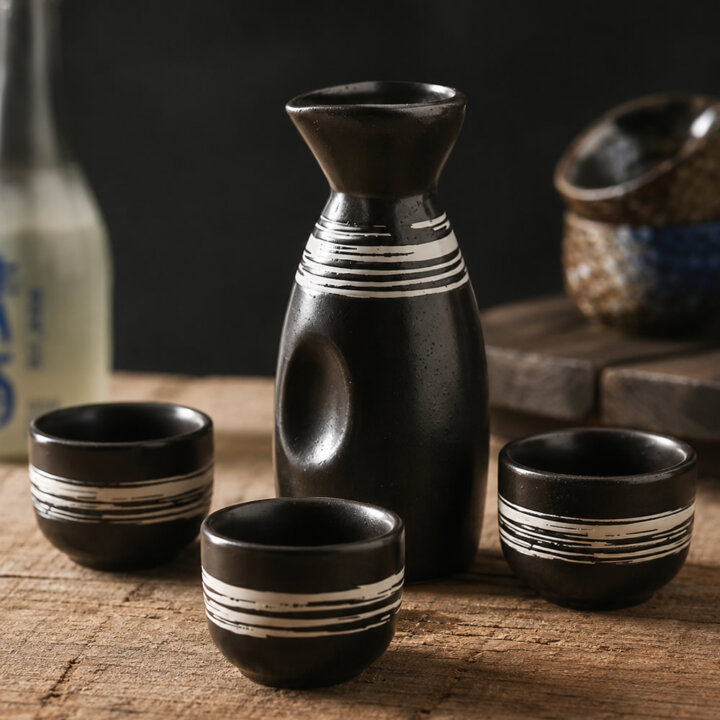 Kyoto Black Glaze Sake Set Kyoto Black Glaze Sake Set