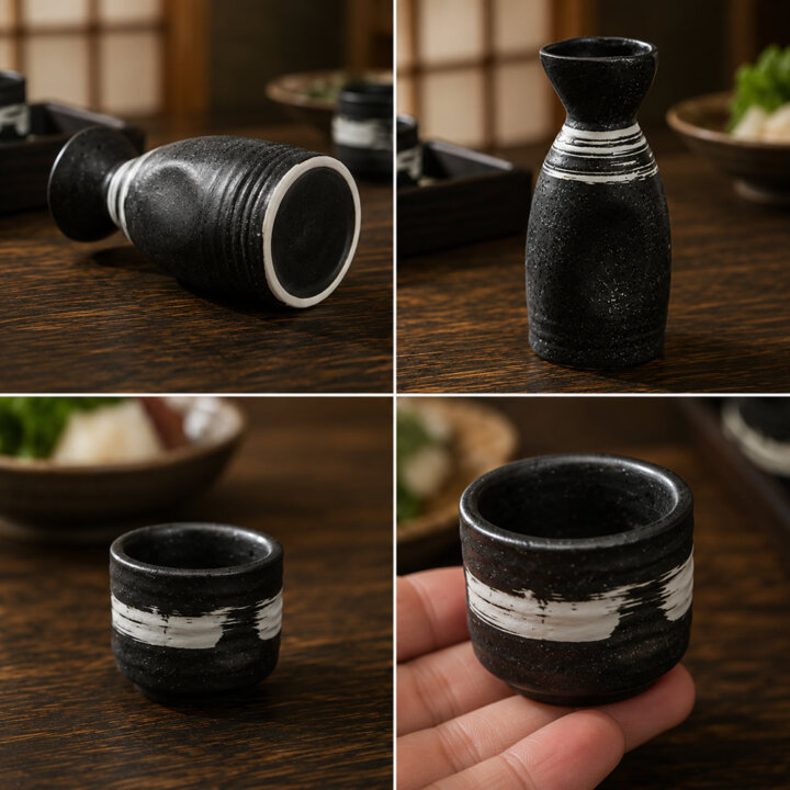 Kyoto Black Glaze Sake Set Kyoto Black Glaze Sake Set