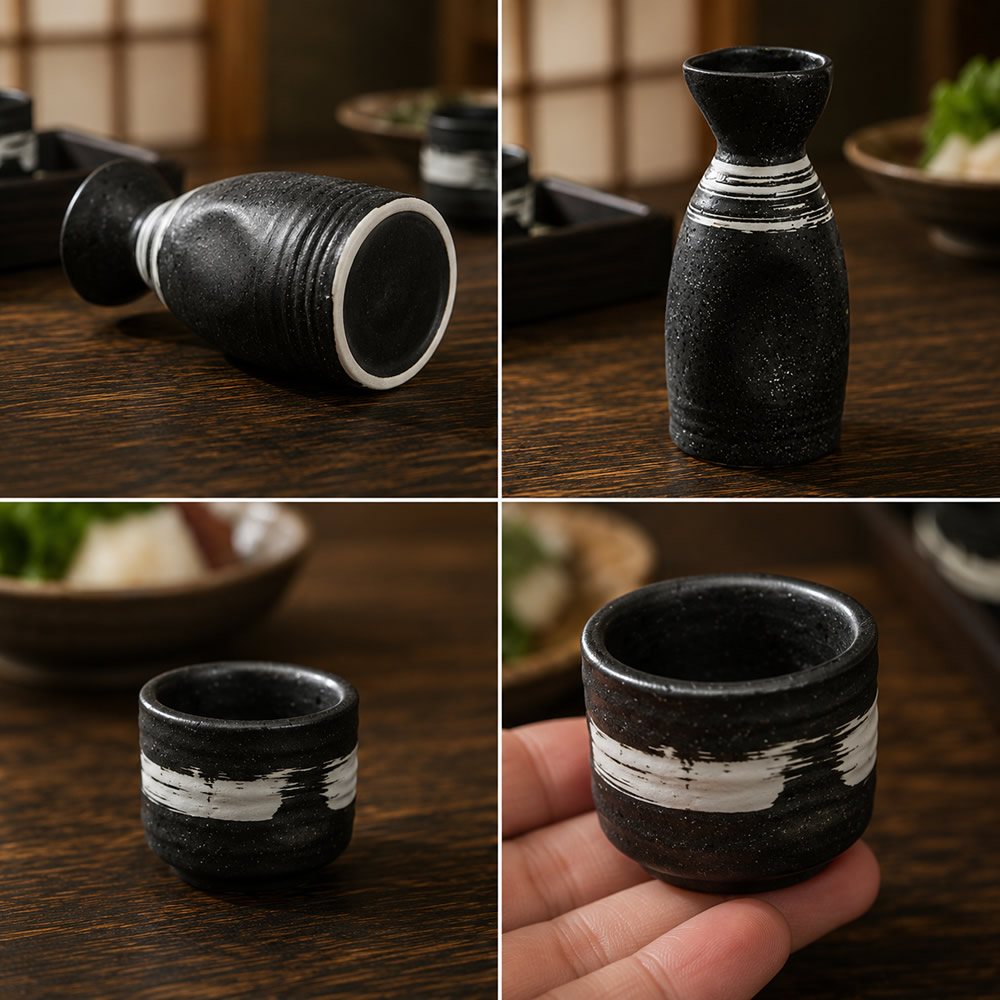 Kyoto Black Glaze Sake Set Kyoto Black Glaze Sake Set