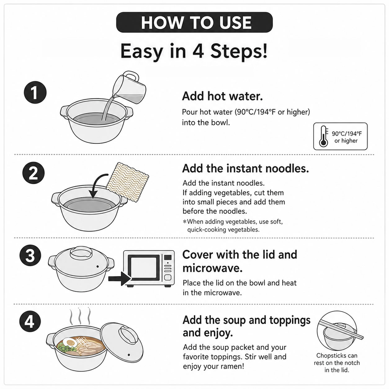Microwave Instant Noodle Cooker Instructions