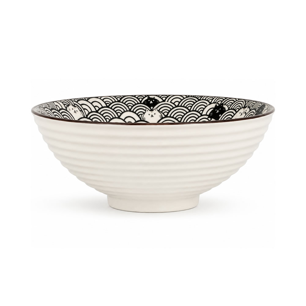 Seigaiha & Cute Neko Ramen Bowl Set