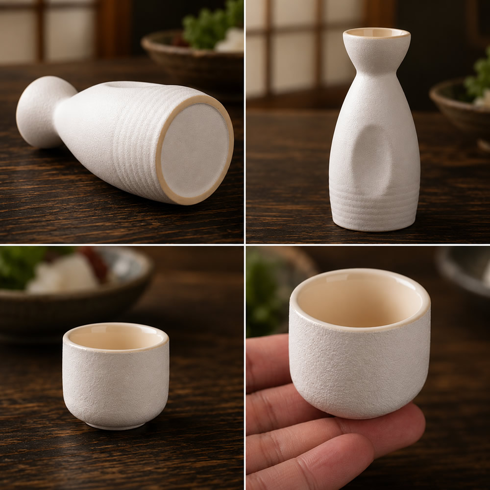 White Shirayuki Sake Set Detailed White Shirayuki Sake Set Detailed