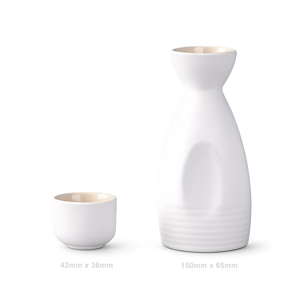White Shirayuki Sake Set Dimensions White Shirayuki Sake Set Dimensions