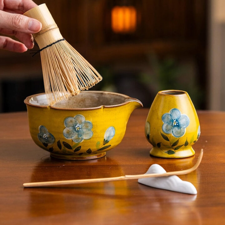 Artisan Wildflower Pottery Matcha Set Artisan Wildflower Pottery Matcha Set