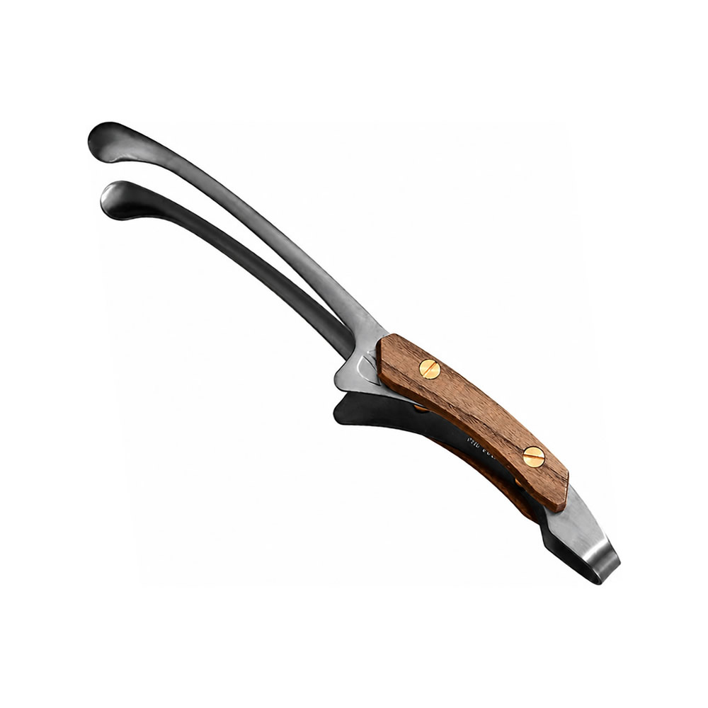 Black Stainless Steel Tongs & Wooden Handle Black Stainless Steel Tongs & Wooden Handle