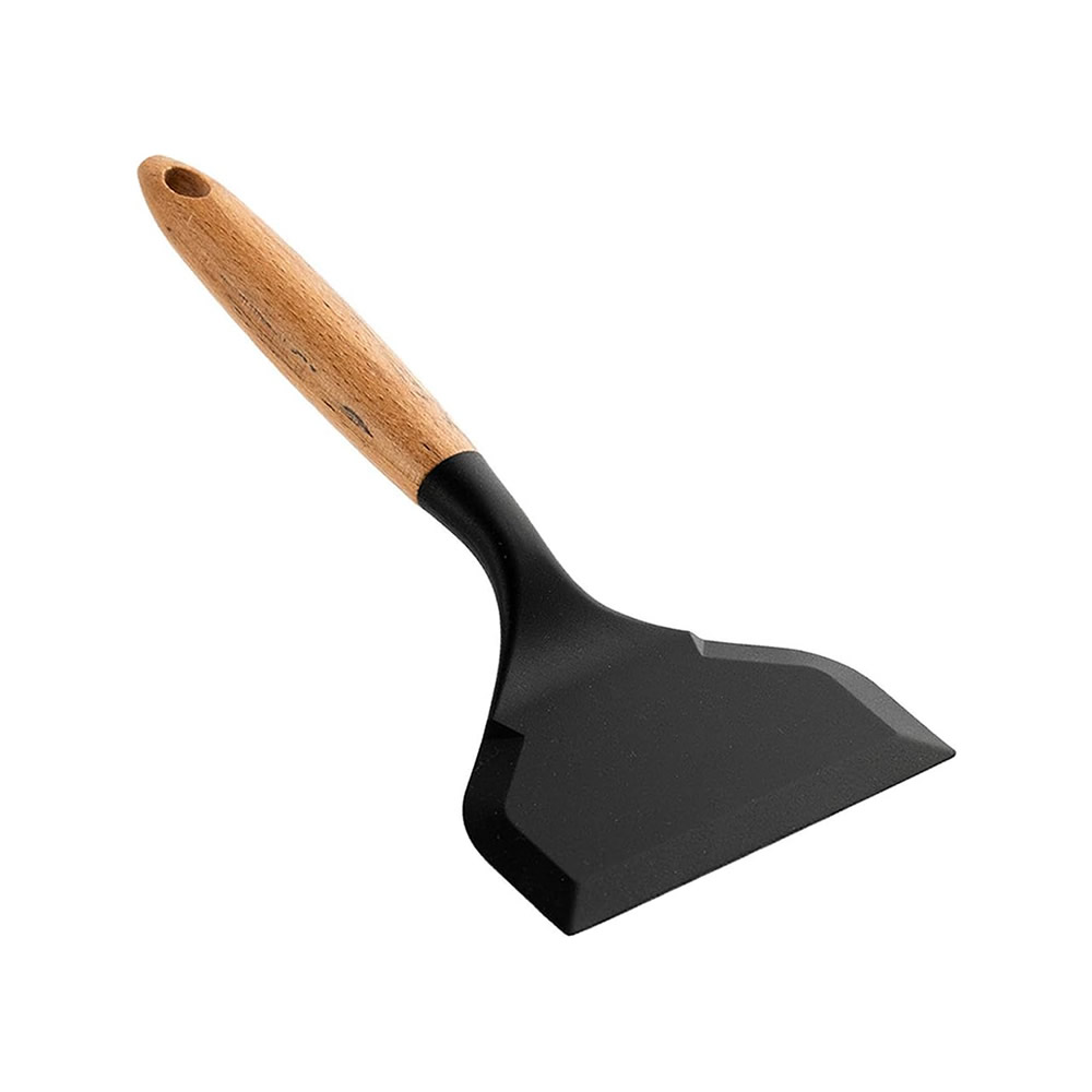 Black Wooden & Silicone Spatula