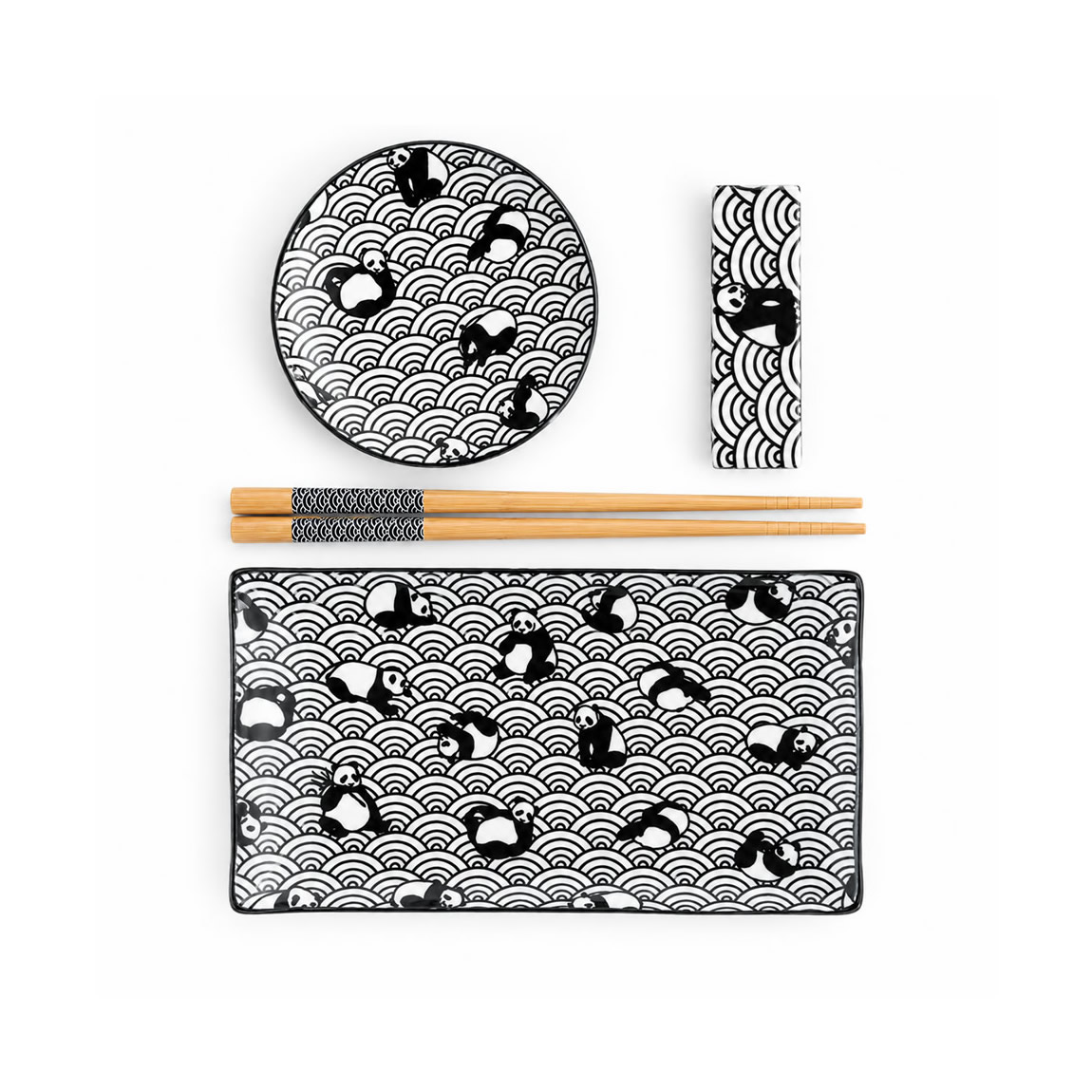 Kawaii Kuro Panda Sushi Tray Set Medium Kawaii Kuro Panda Sushi Tray Set Medium