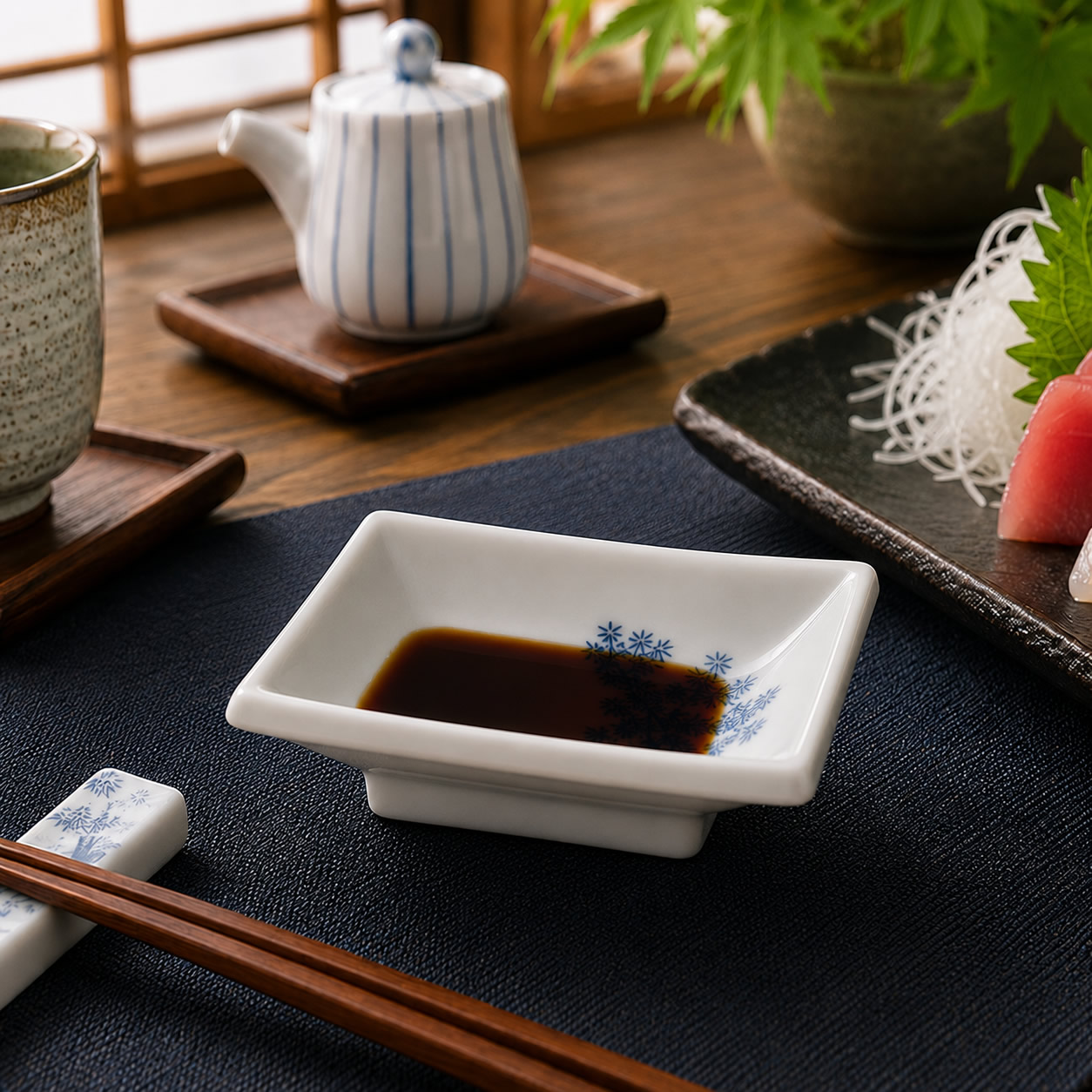 Kissho Series Blue Bamboo Sauce Dish Kissho Series Blue Bamboo Sauce Dish