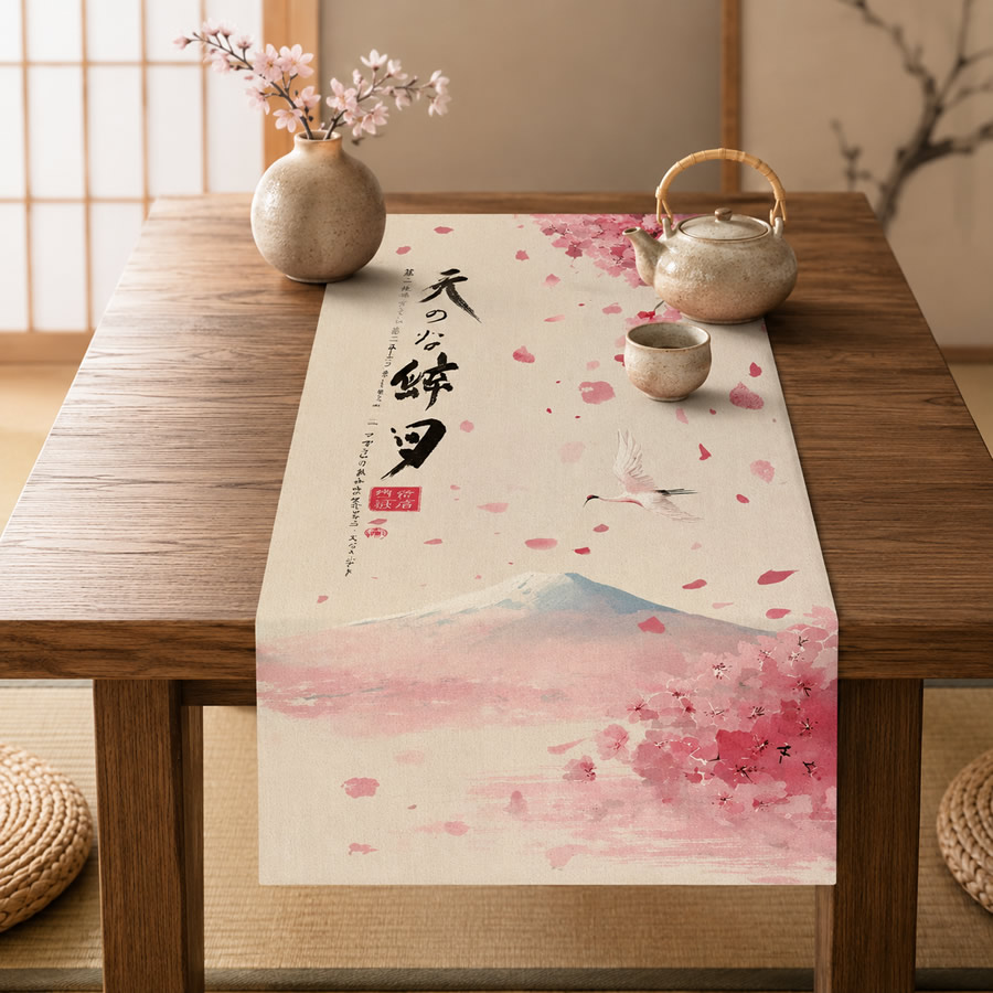 Kizuna Blossom & Mt Fuji Table Runner