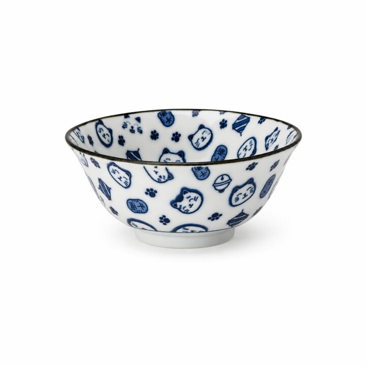 Mino Ware Lucky Cat Donburi Bowl Set Mino Ware Lucky Cat Donburi Bowl Set