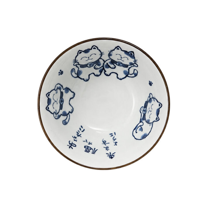 Mino Ware Lucky Cat Donburi Bowl Set Mino Ware Lucky Cat Donburi Bowl Set