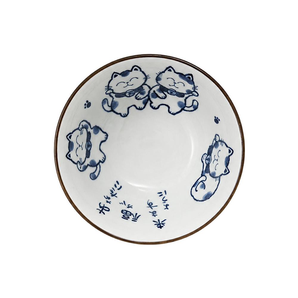 Mino Ware Lucky Cat Donburi Bowl Set Mino Ware Lucky Cat Donburi Bowl Set