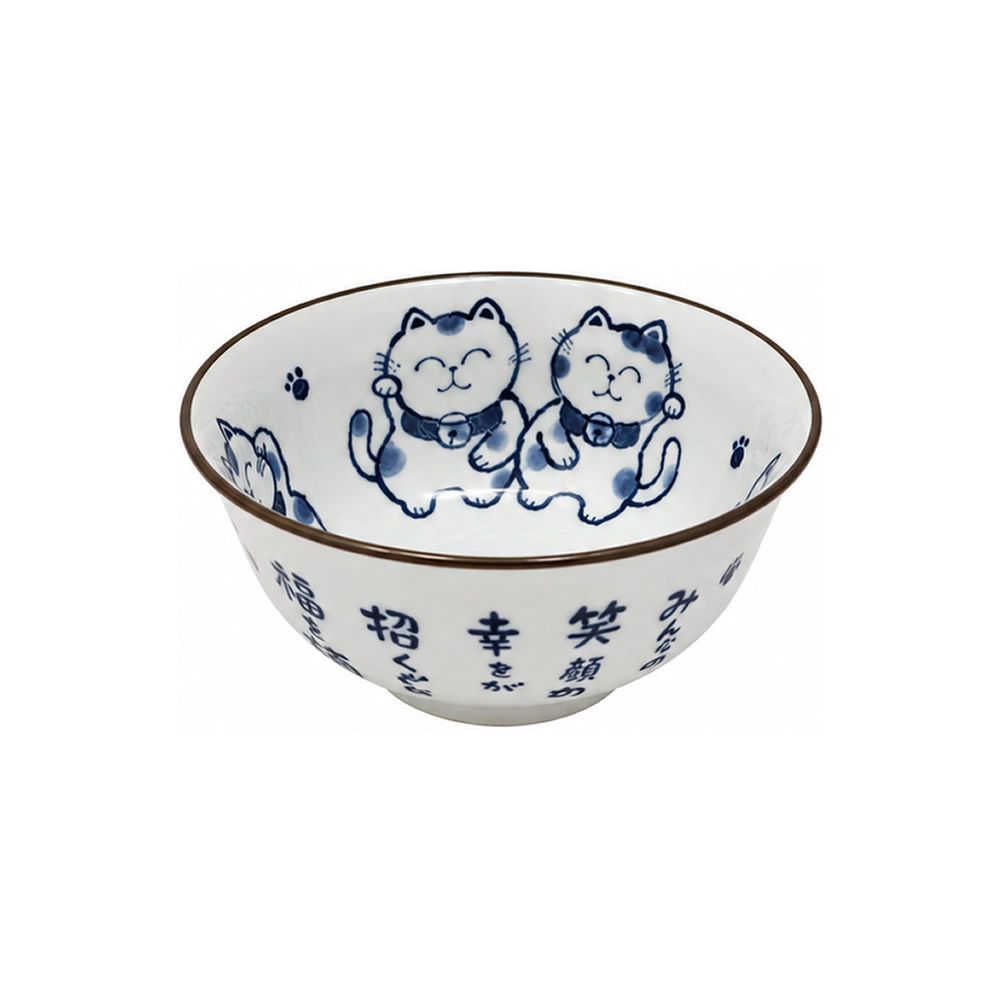 Mino Ware Lucky Cat Donburi Bowl Set Mino Ware Lucky Cat Donburi Bowl Set