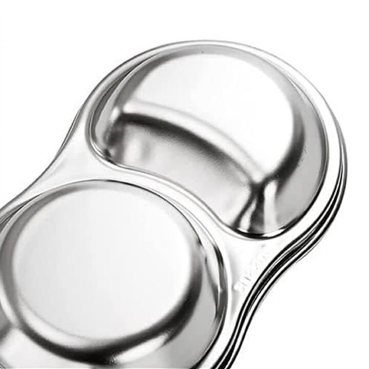 Stainless Steel Dual Dipping Sauce Tray Stainless Steel Dual Dipping Sauce Tray
