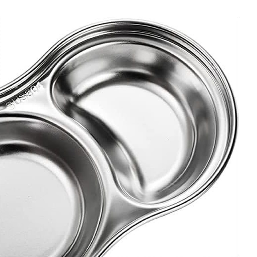 Stainless Steel Dual Dipping Sauce Tray Stainless Steel Dual Dipping Sauce Tray