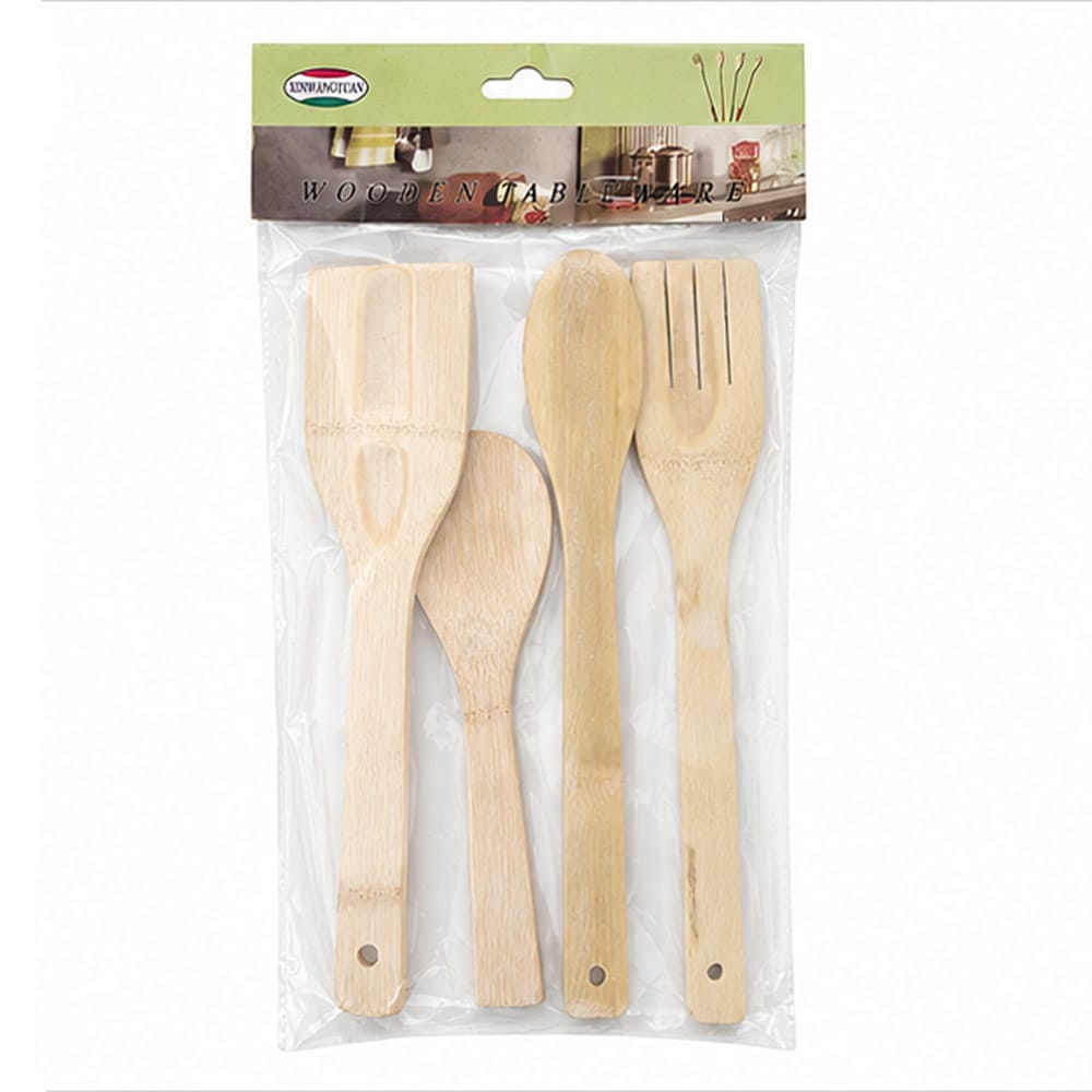 4 Piece Rustic Bamboo Utensil Set