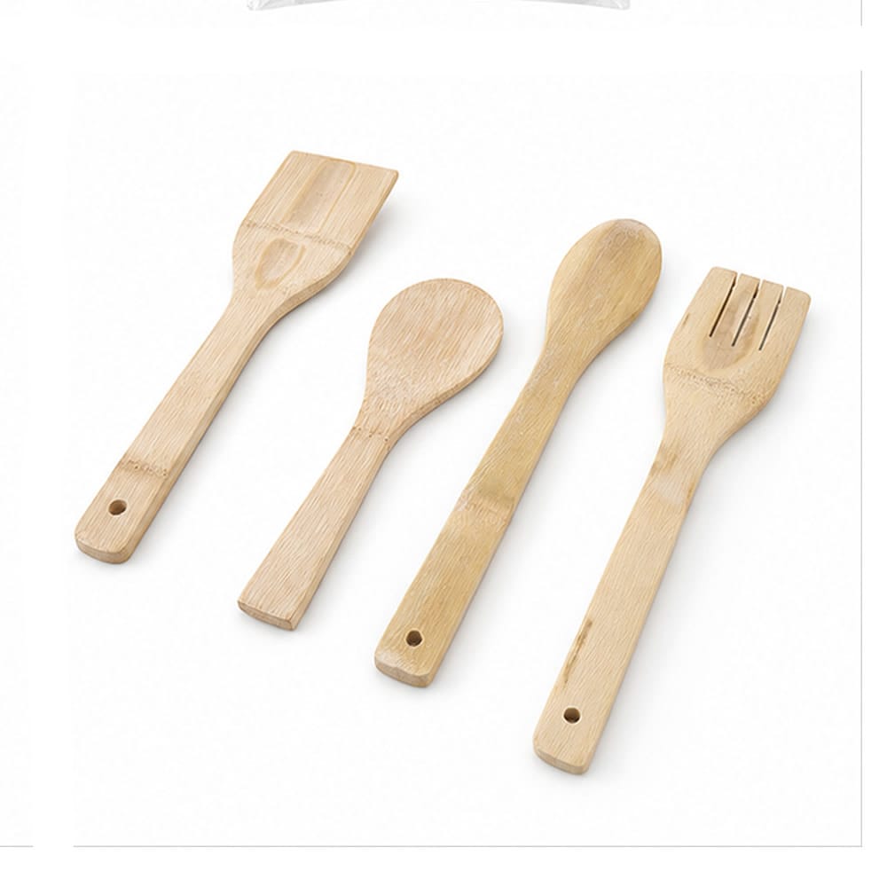 4 Piece Rustic Bamboo Utensil Set