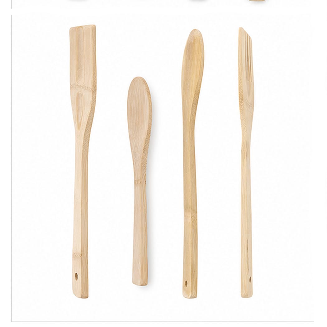 4 Piece Rustic Bamboo Utensil Set