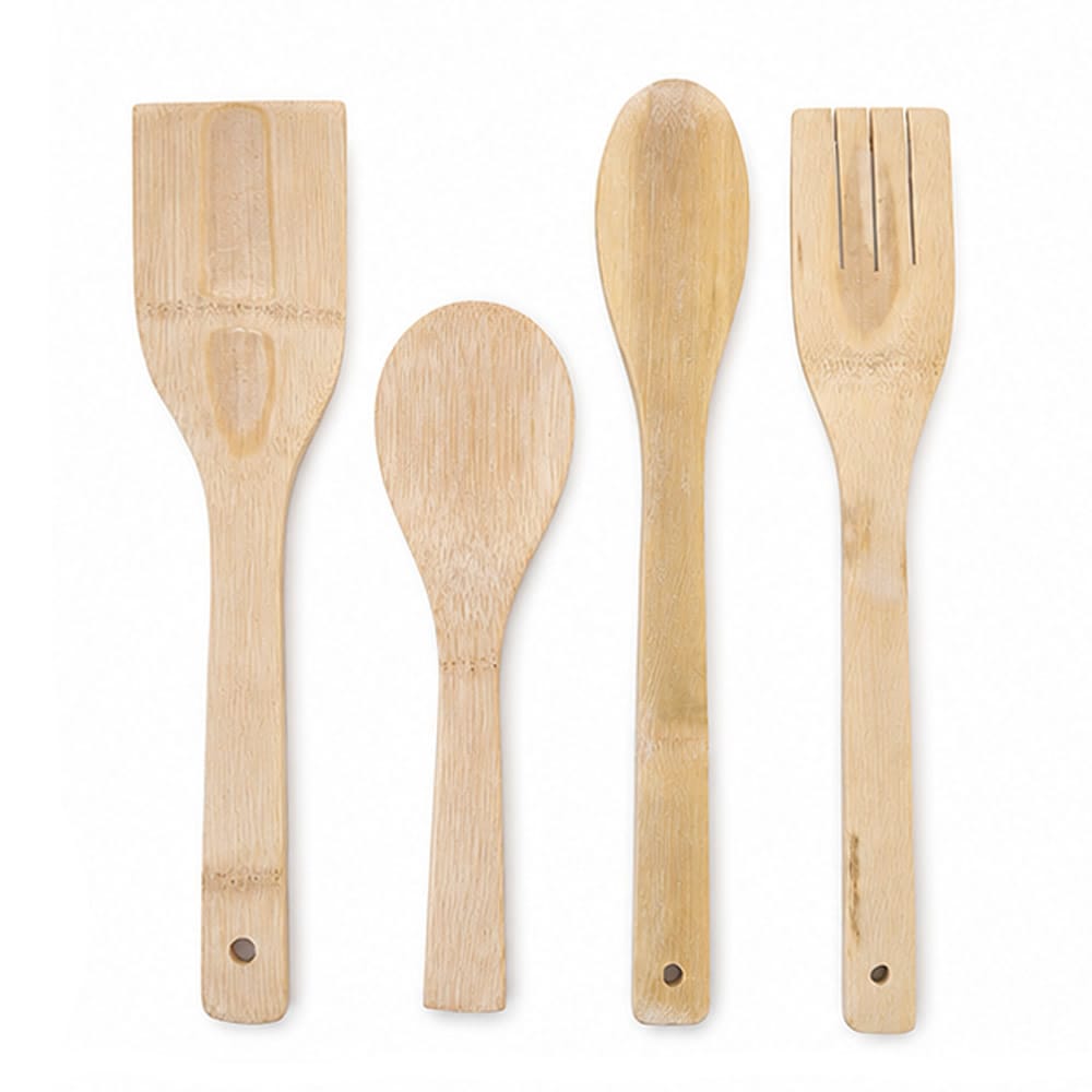 4 Piece Rustic Bamboo Utensil Set