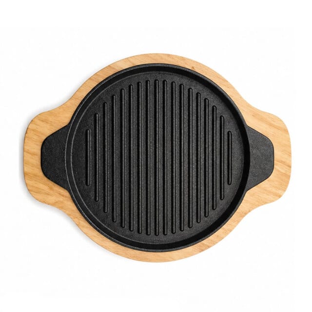 Cast Iron Hot Plate & Hardwood Base
