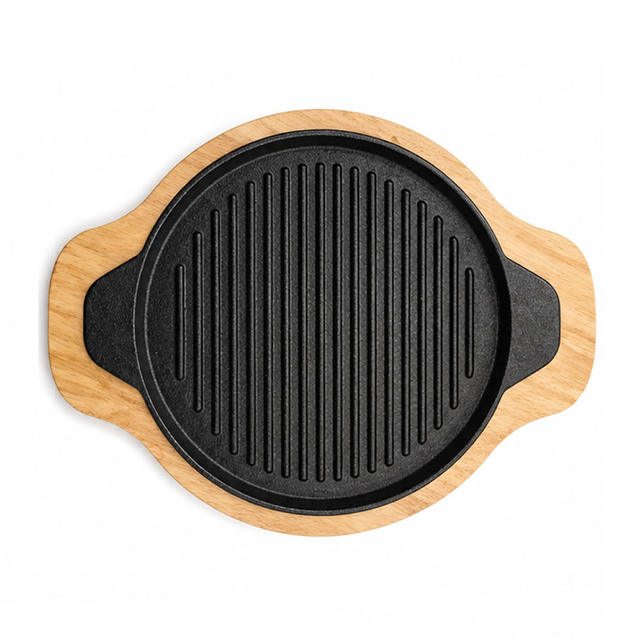 Cast Iron Hot Plate & Hardwood Base